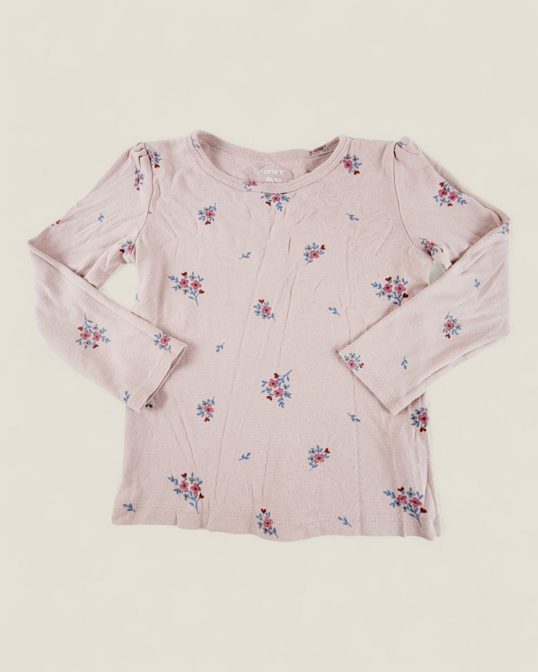 CARTERS PINK FLORAL TOP 4T PRE-LOVED