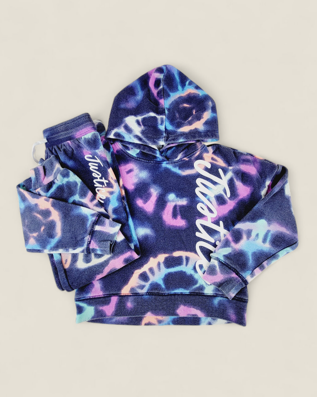 JUSTICE NAVY TIE DYE TRACK SUIT GIRLS 5-6Y PRE-LOVED