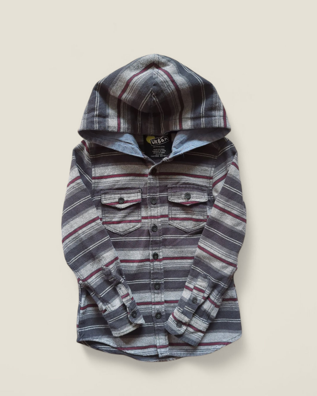 URBAN STRIPED TOP WITH HOOD 5/6Y PRE-LOVED