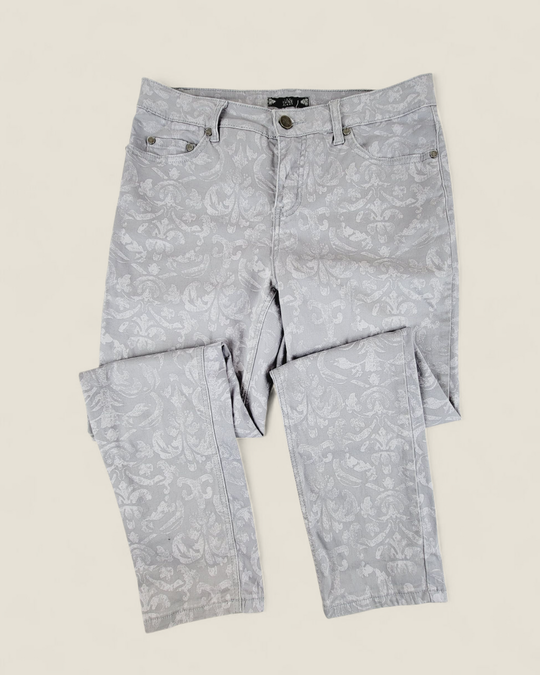 TRU LUXE GREY PATTERNED JEANS LADIES 30/10 PRE-LOVED