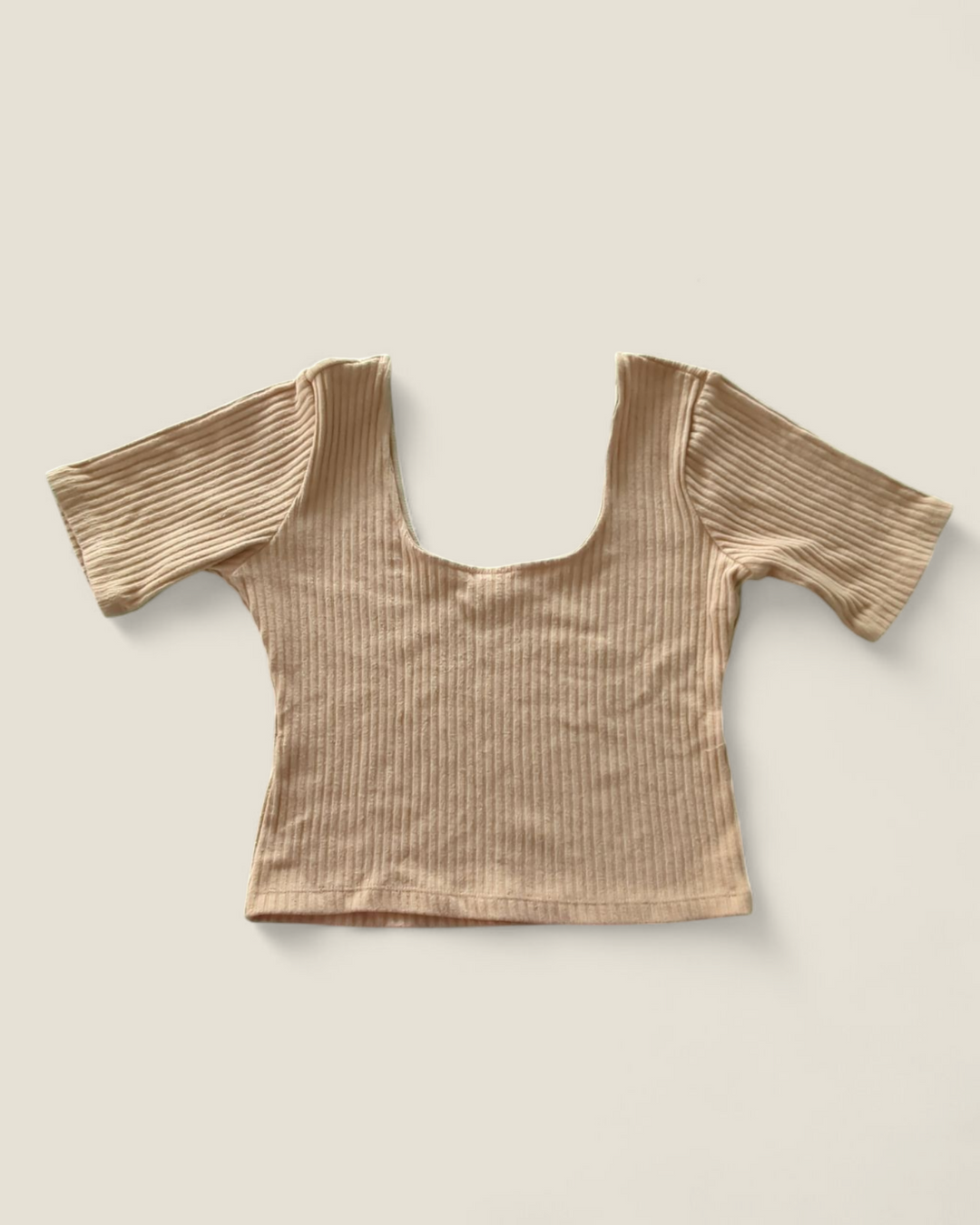 ZARA TAUPE CROPPED TOP LADIES LARGE PRE-LOVED