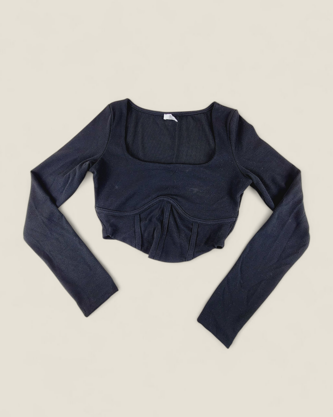 ARDENE BLACK CROP TOP LONG SLEEVE LADIES MEDUIM PRE-LOVED