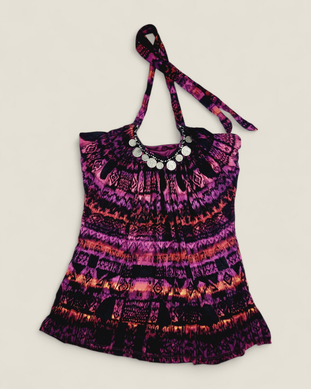 PURPLE HALTER TOP LADIES MEDIUM PRE-LOVED