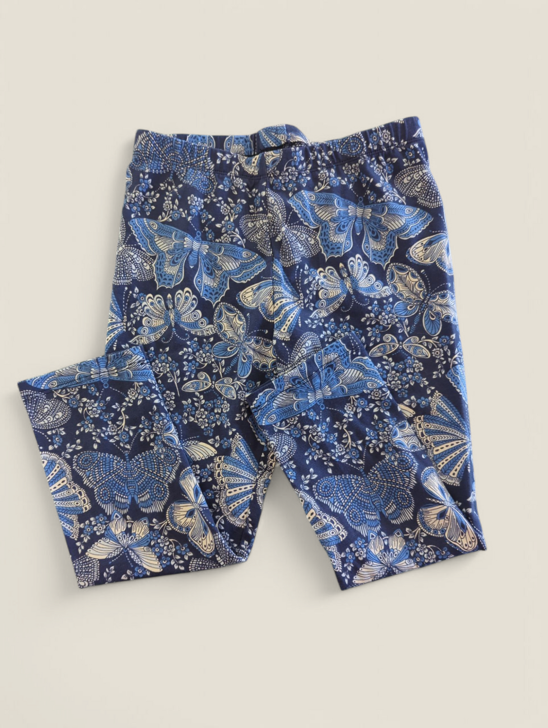 CHILDRENS PLACE BLUE BUTTERFLY CAPRI LEGGINGS 7/8Y PRE-LOVED