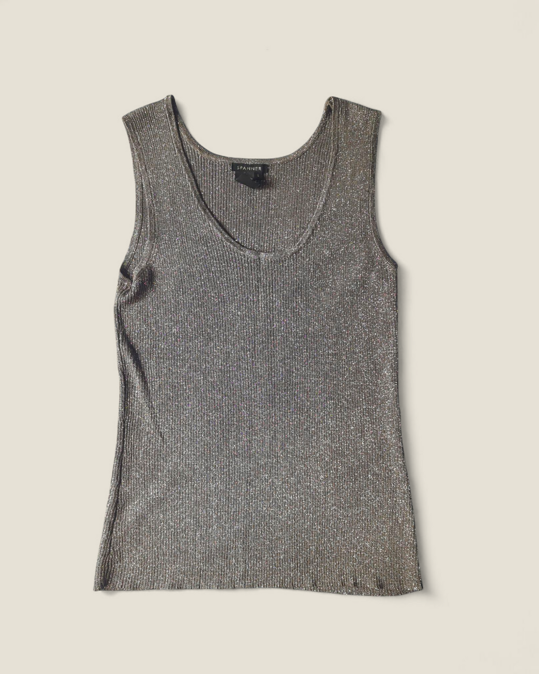 SPANNER SILVER SLEEVLESS TOP LADIES LARGE PRE-LOVED