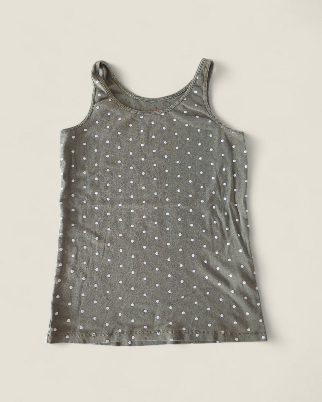 JOE FRESH GREEN POLKA DOT TANK TOP 14Y PRE-LOVED