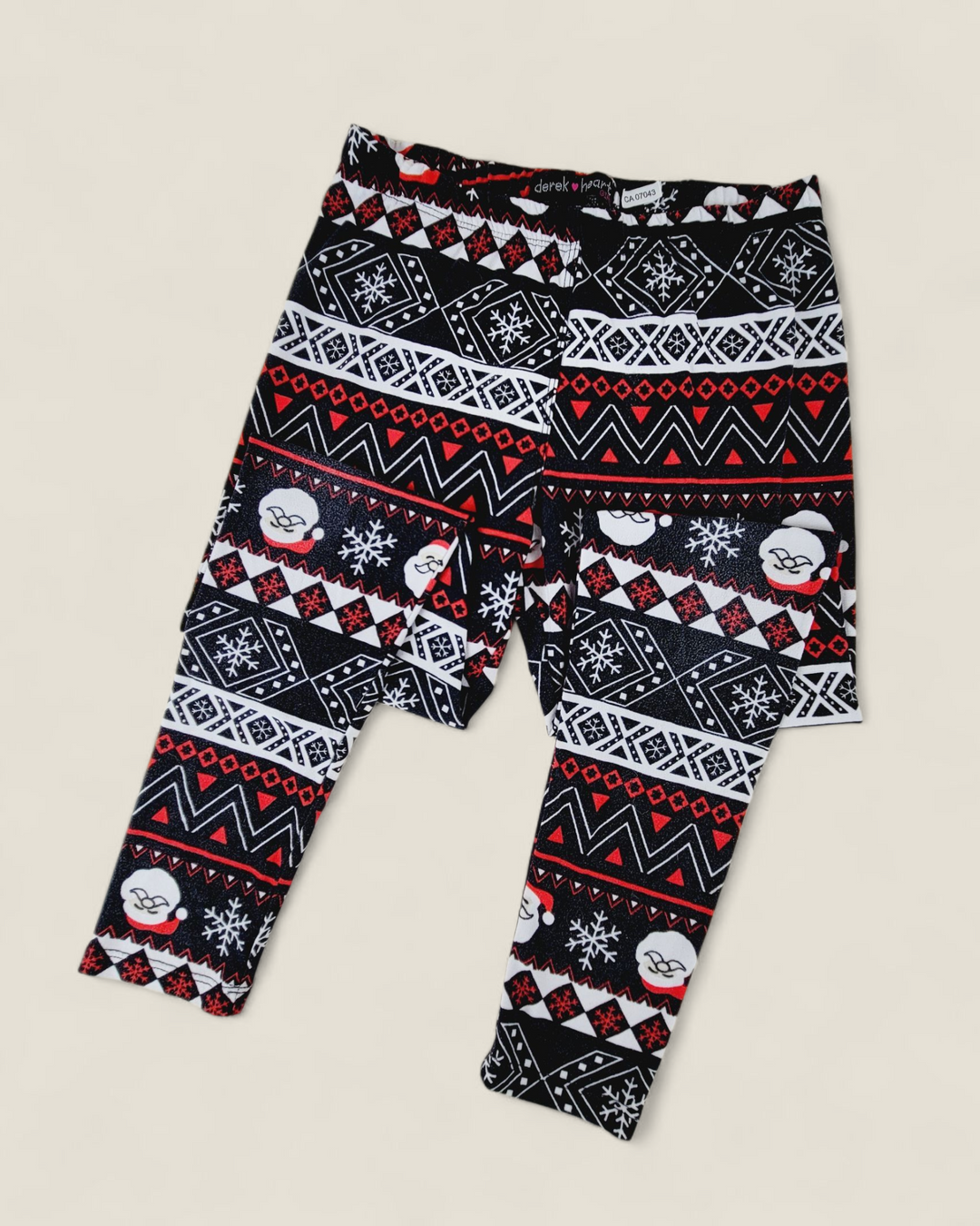 DEREK HEART HOLIDAY LEGGINGS GIRLS APPROX 7-8Y PRE-LOVED