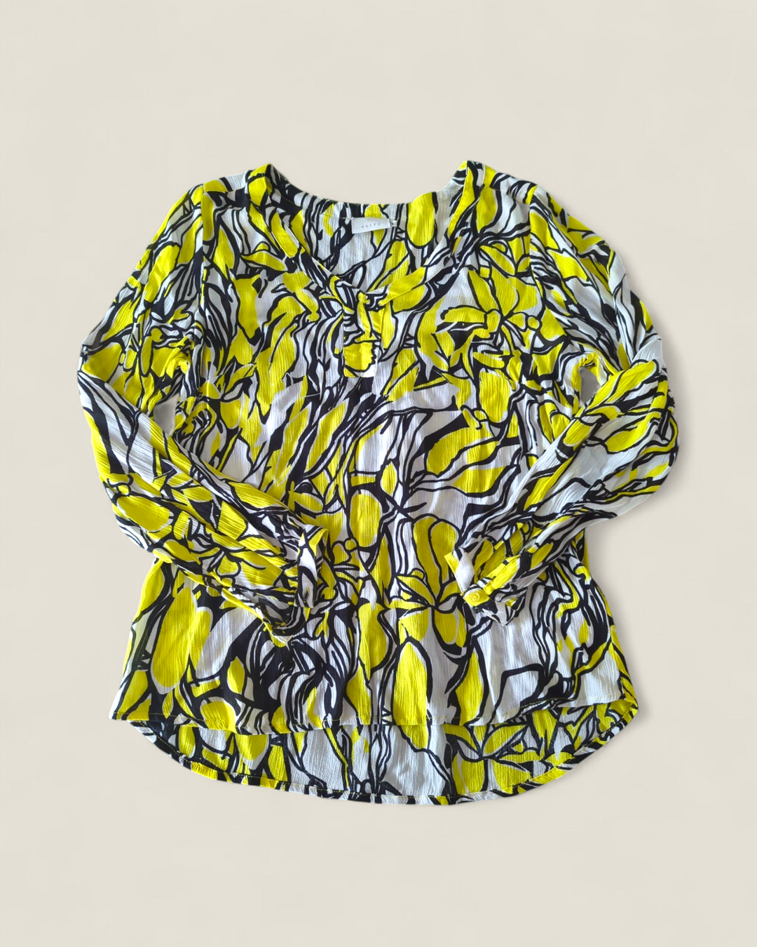 KAFFE YELLOW WHITE & BLACK BLOUSE LADIES SIZE 40 PRE-LOVED