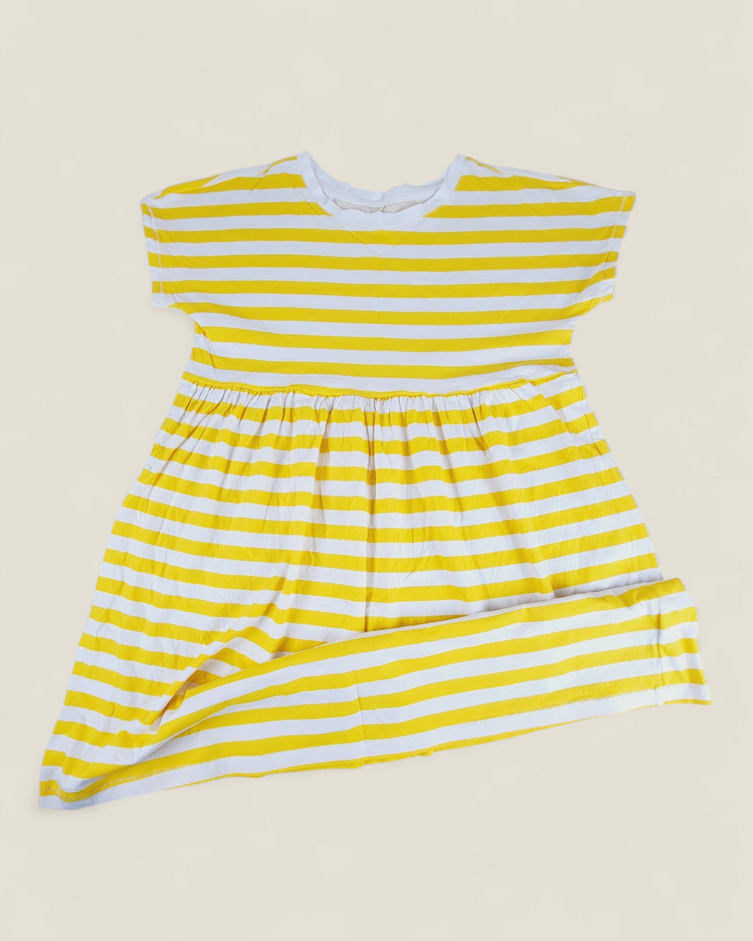 OLD NAVY YELLOW STRIPED T SHIRT DRESS 14-16Y PRE-LOVED