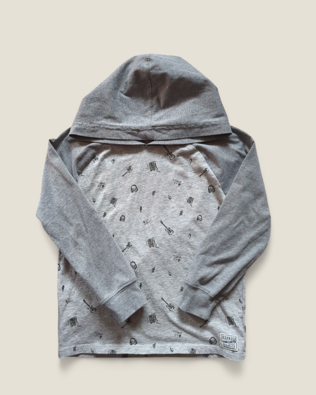 OSH KOSH GREY HOODED TOP 6Y PRE-LOVED