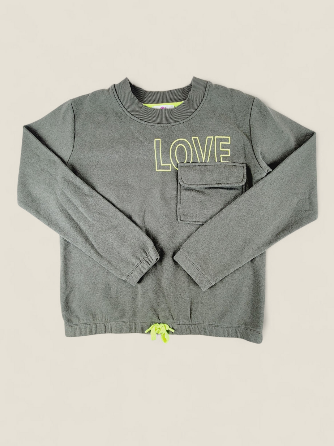 BELLA & BIRDIE GREEN LOVE SWEATER 14-16Y PRE-LOVED