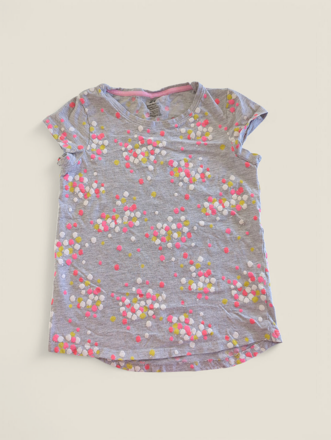 H&M GREY ORGANIC COTTON TSHIRT 8-10Y PRE-LOVED