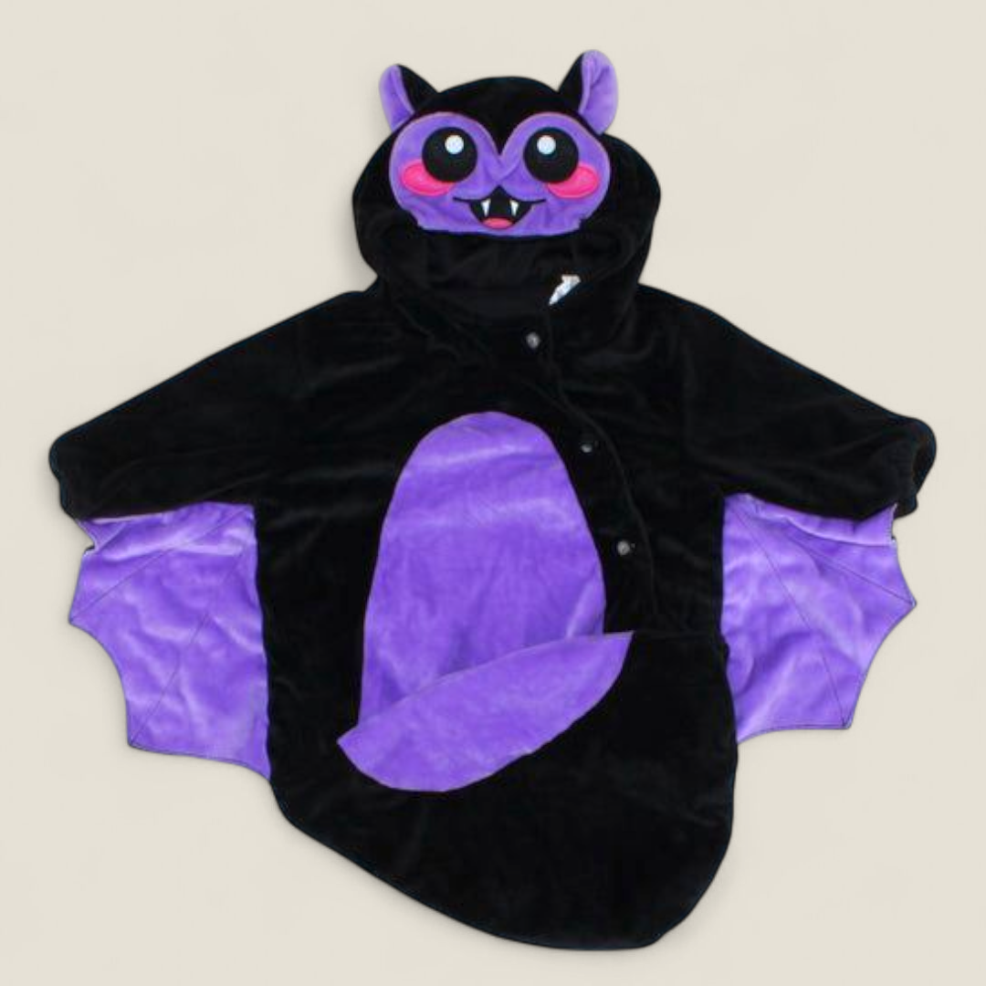 BABY BLACK/PURPLE BAT BUNTING COSTUME APPROX 3M TO 9M EUC