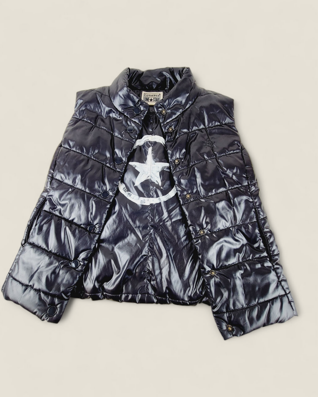 CONVERSE BLACK PUFFER VEST LADIES SMALL PRE-LOVED
