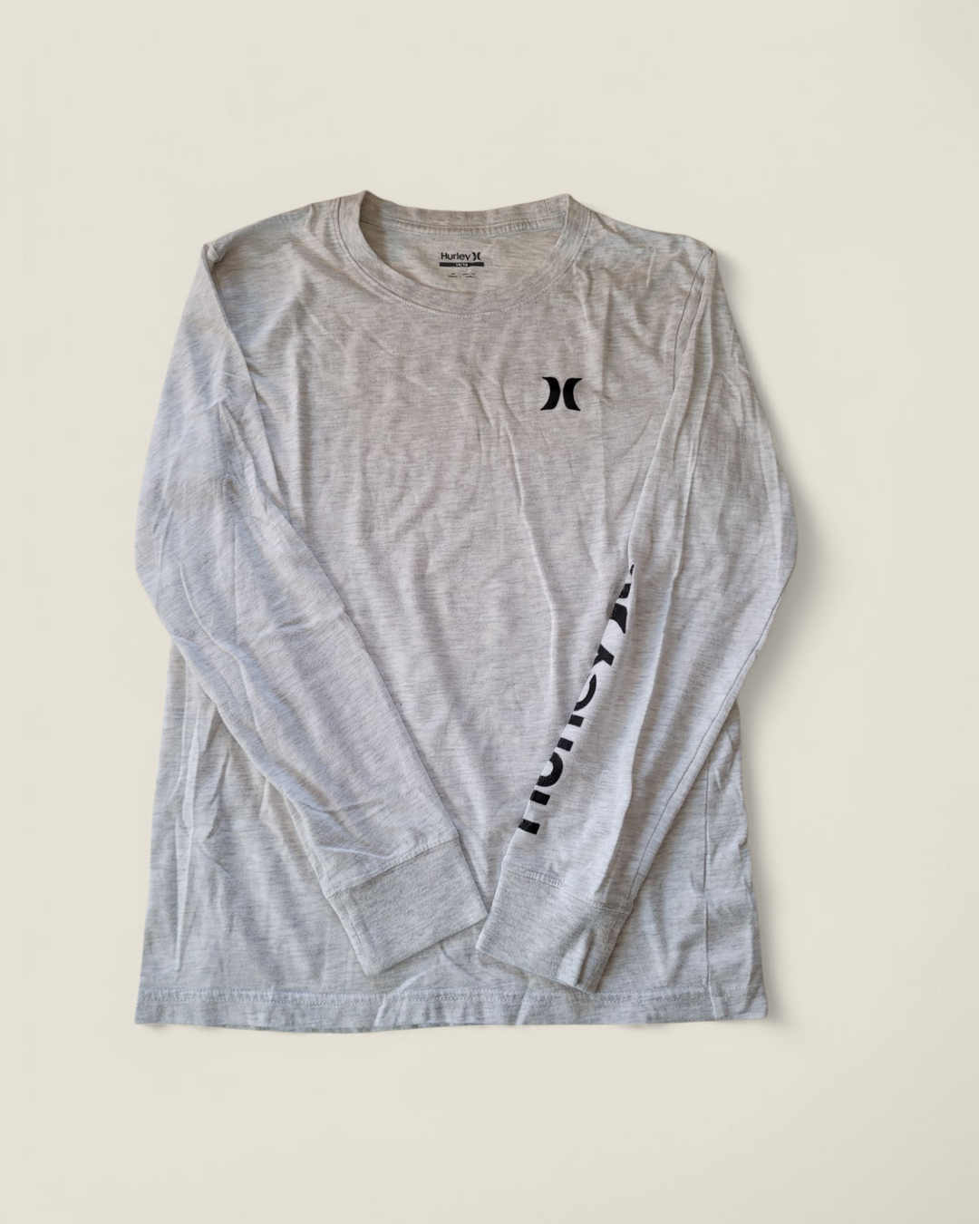 HURLEY LIGHT GREY LONG SLEEVE TOP 14/16Y PRE-LOVED