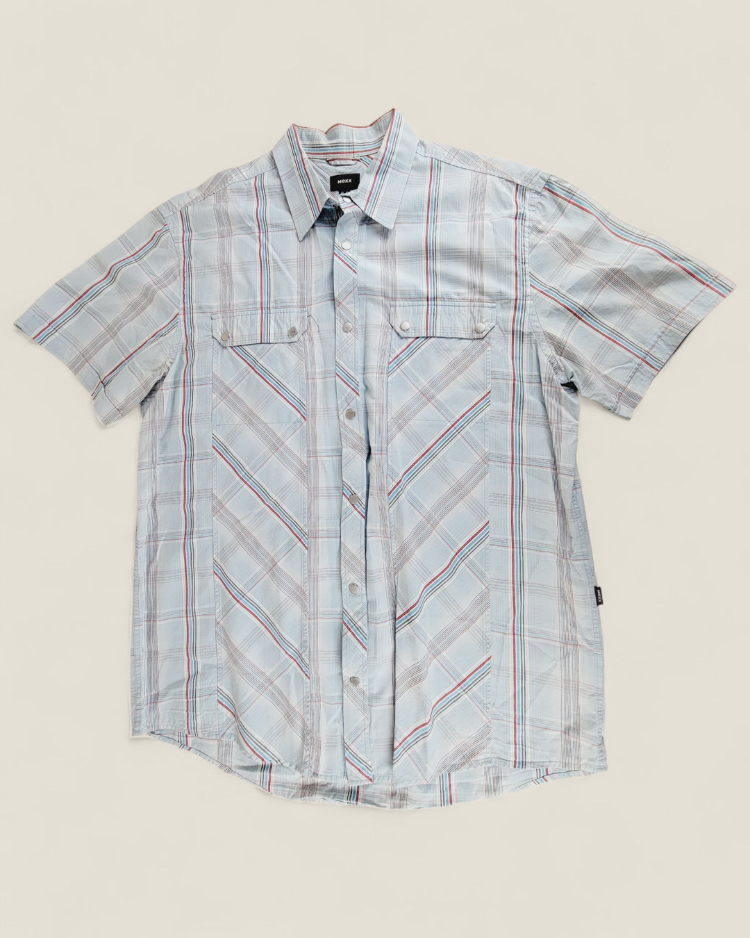 MEXX BLUE PLAID SNAP BUTTON SHIRT MENS XL PRE-LOVED