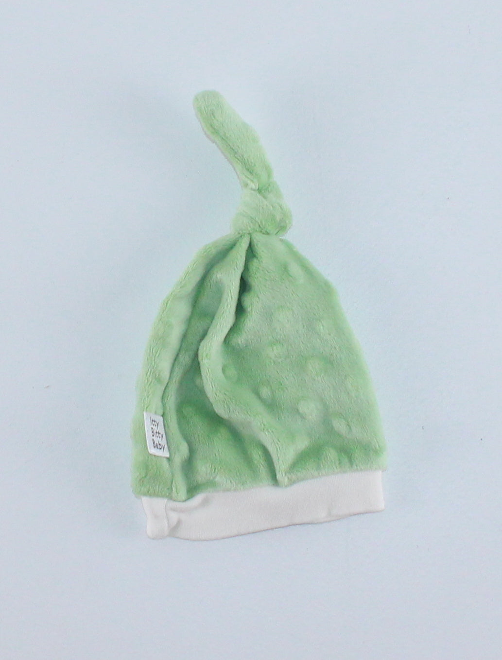 ITTY BITTY BABY HAT MINKY GREEN 0-2M PRE-LOVED