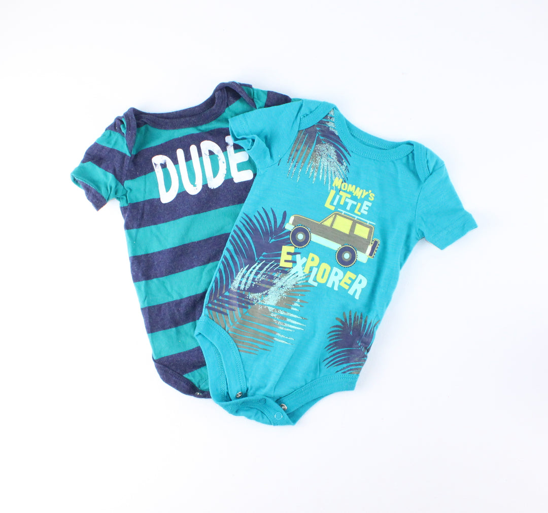 GEORGE 2 PACK ONESIES 3-6M PRE-LOVED