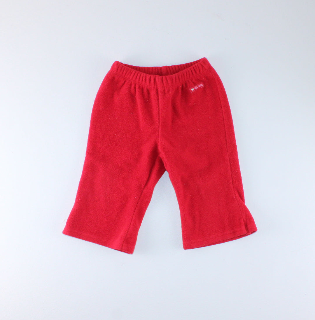 OLD NAVY RED FLEECE BOTTOMS 6-12M PRE-LOVED