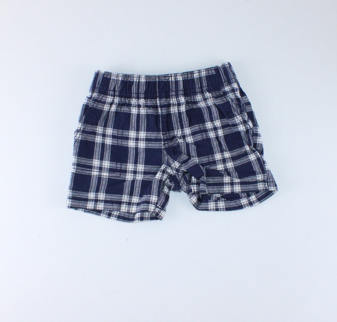 CARTERS BLUE PLAID SHORTS 9M PRE-LOVED