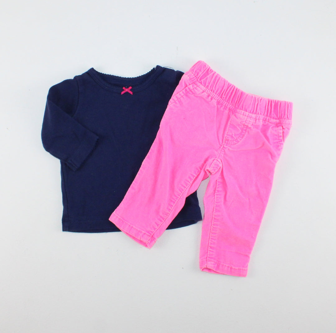 CARTERS PINK & NAVY OUTFIT 3M PRE-LOVED