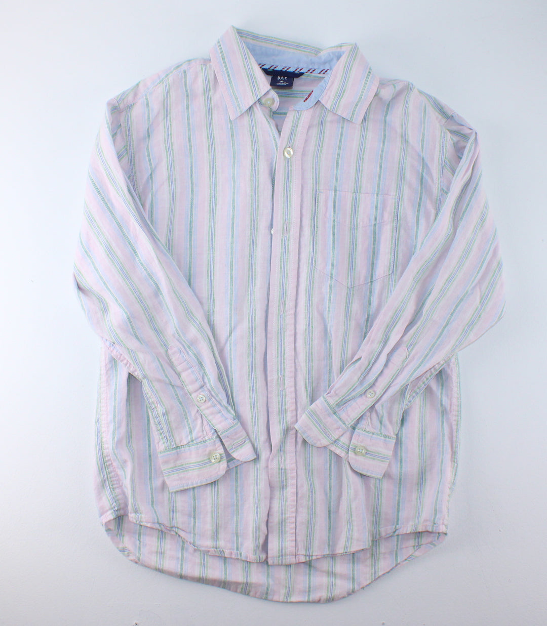 GAP PINK/BLUE/GREEN STRIPED TOP 8Y EUC