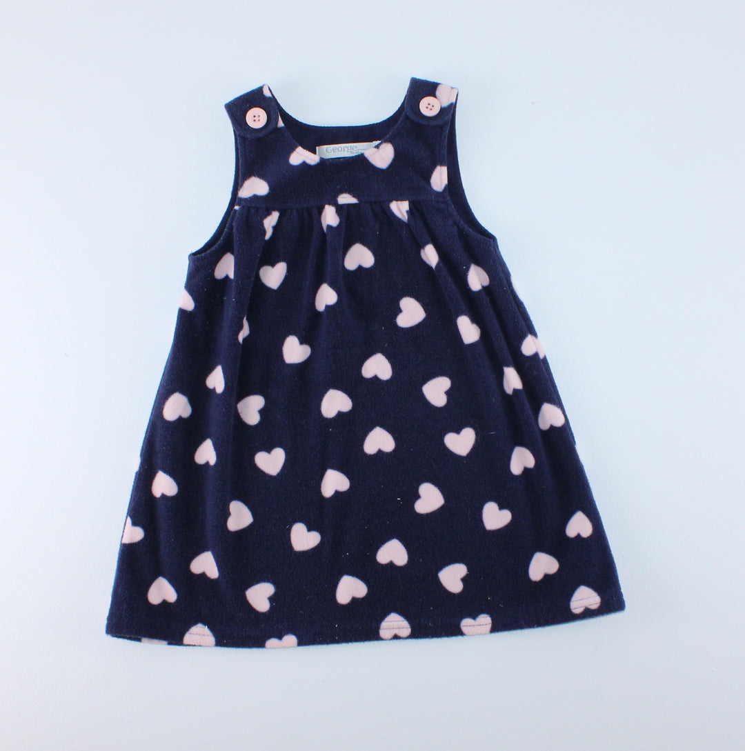 GEORGE FLEECE HEART DRESS 18-24M EUC