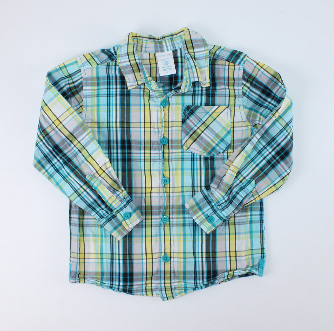 WONDER KIDS PLAID TOP 4Y EUC