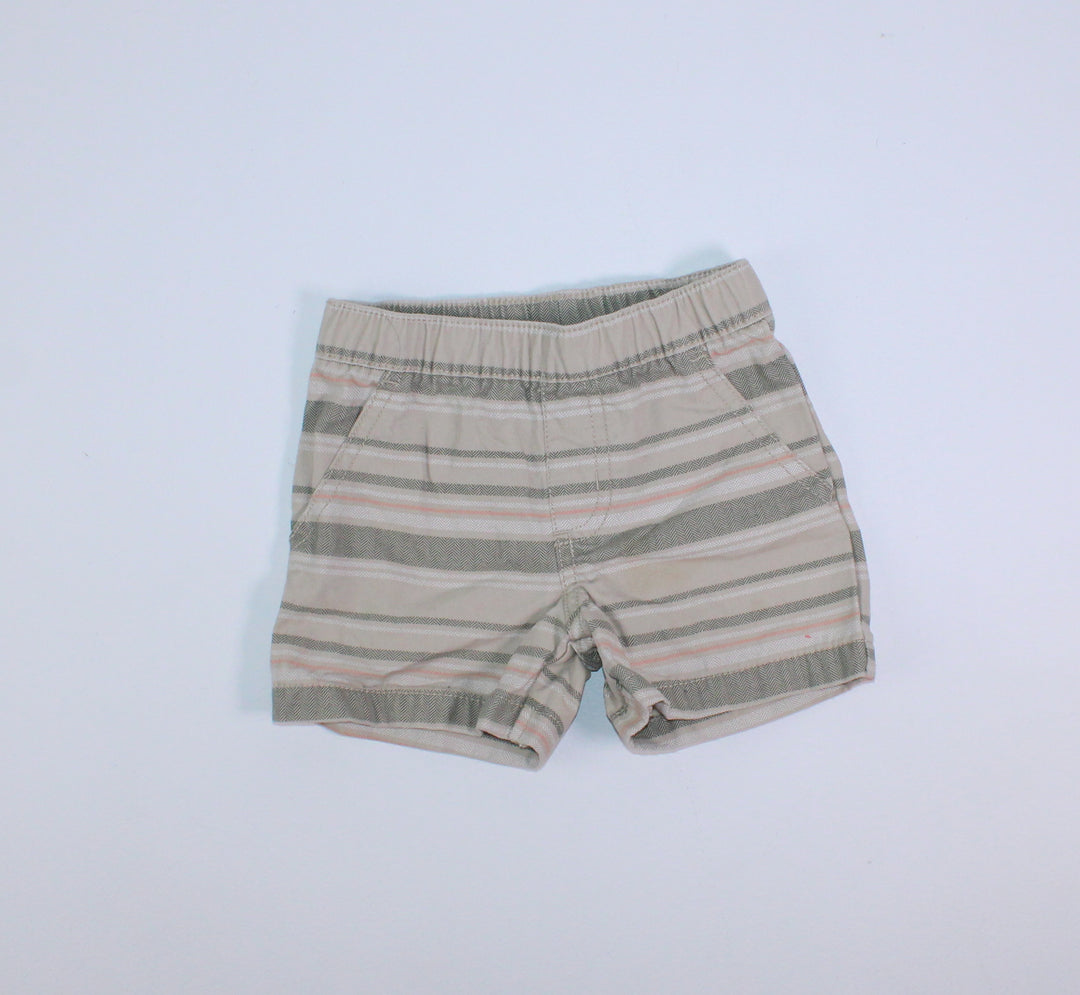 CARTERS BEIGE STRIPED SHORTS 12M EUC