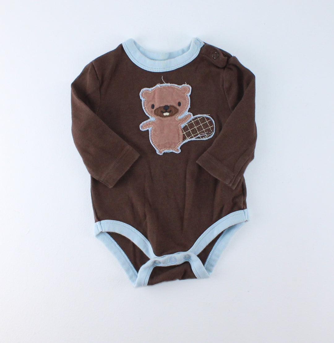 JOE FRESH BEAVER ONESIE 0-3M EUC