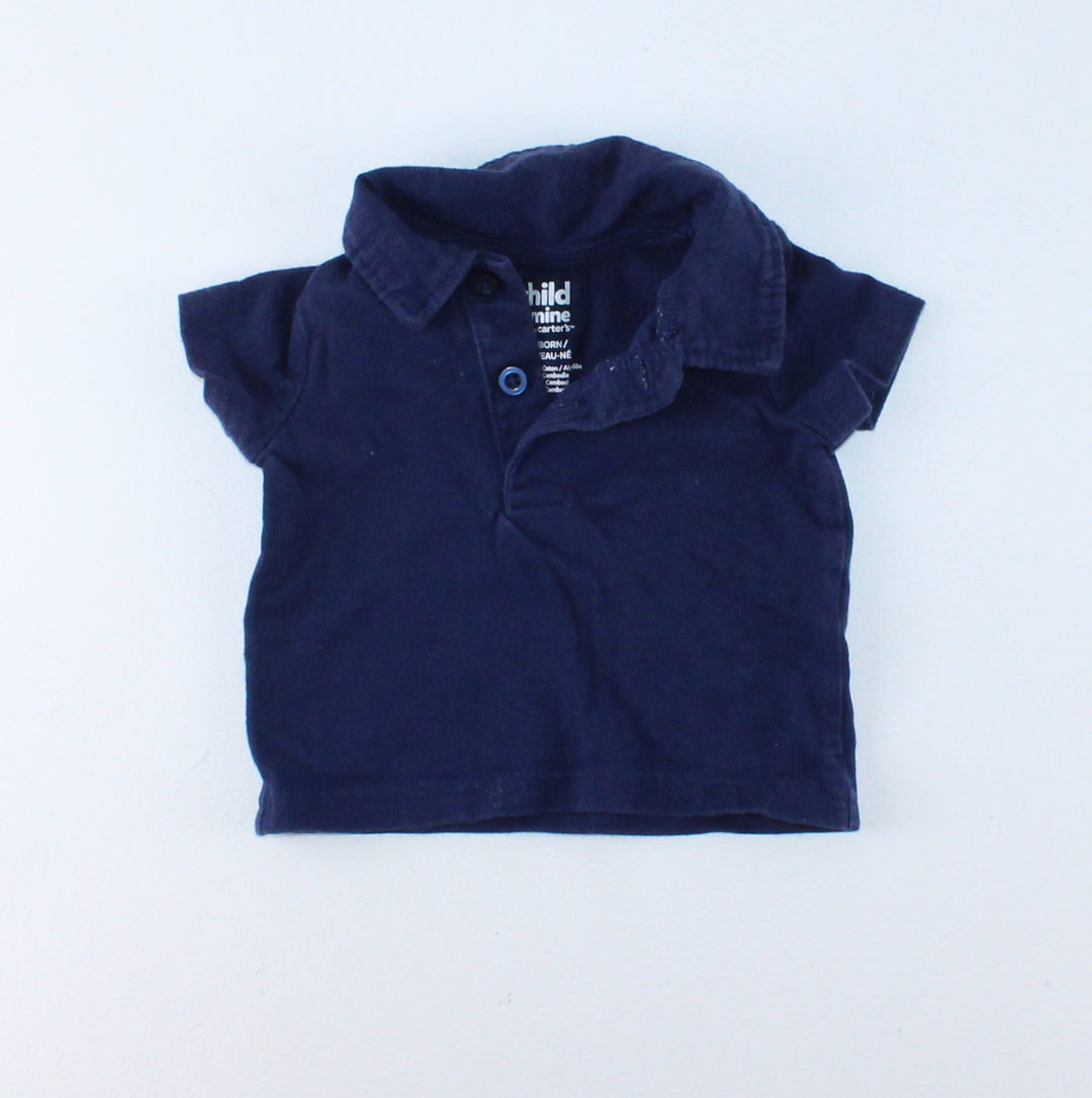 CARTERS NAVY COLLARED TOP NEWBORN