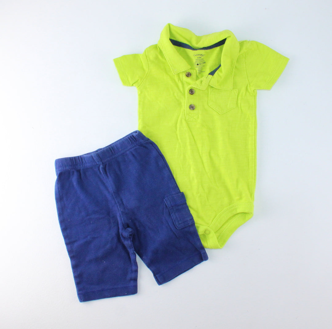 GEORGE GREEN & NAVY OUTFIT 0-3M PRE-LOVED