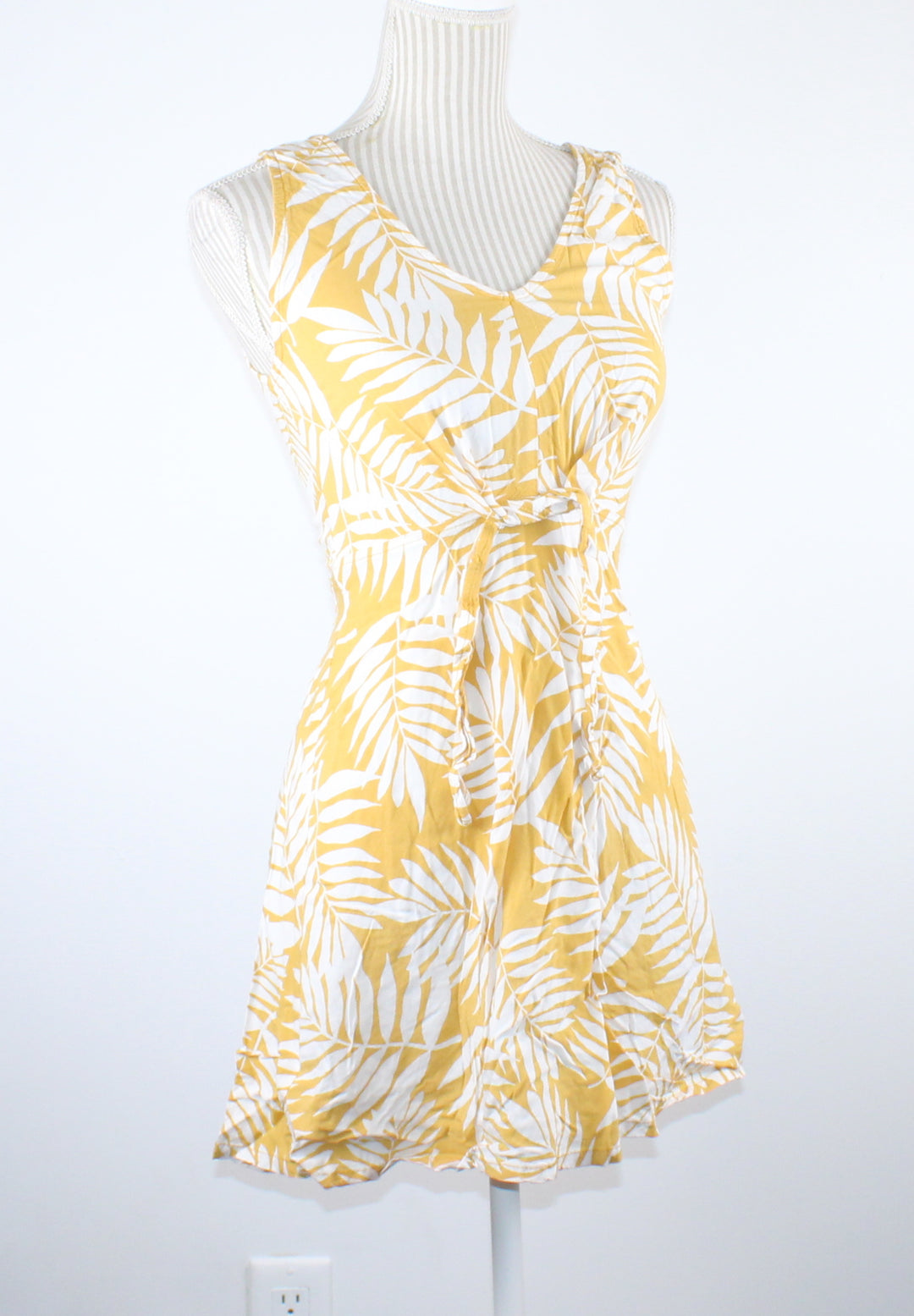ARDENES YELLOW LEAF DRESS LADIES MEDIUM PRE-LOVED