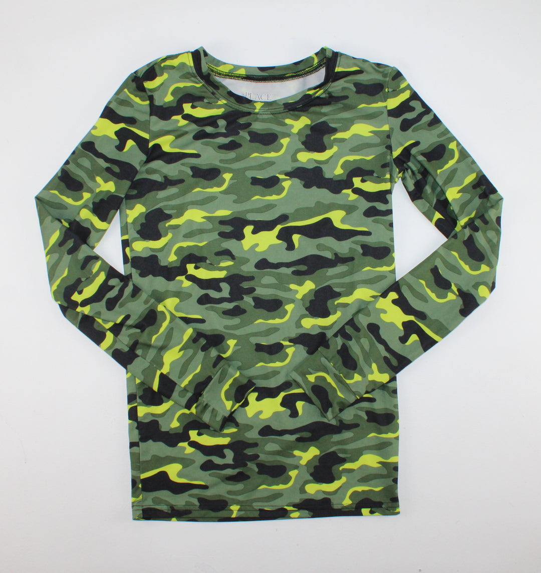 CHILDRENS PLACE CAMO SWIM/ATHLETIC SHIRT 14Y PRE-LOVED