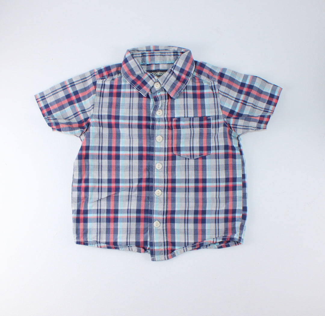 OSH KOSH PLAID COLLARED TOP 2T PRE-LOVED