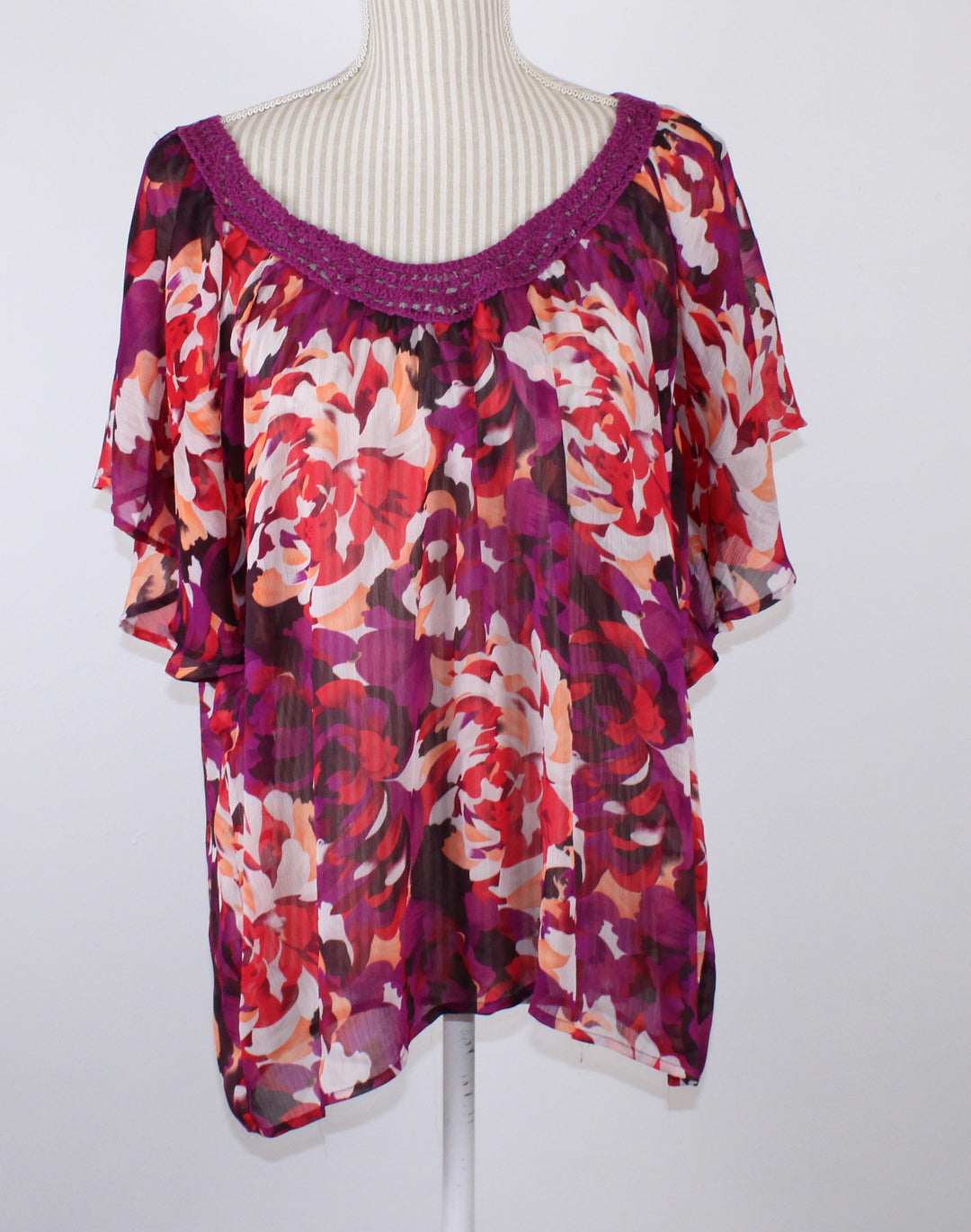 JULES & JAMES FLORAL SHEER BLOUSE LADIES XL EUC