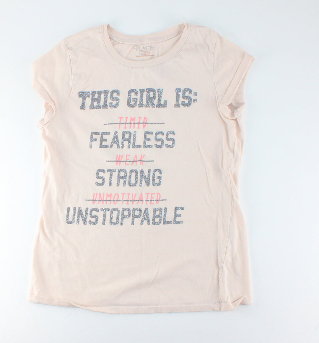 CHILDRENS PLACE PEACH "THIS GIRL IS" SHIRT 10Y PRE-LOVED