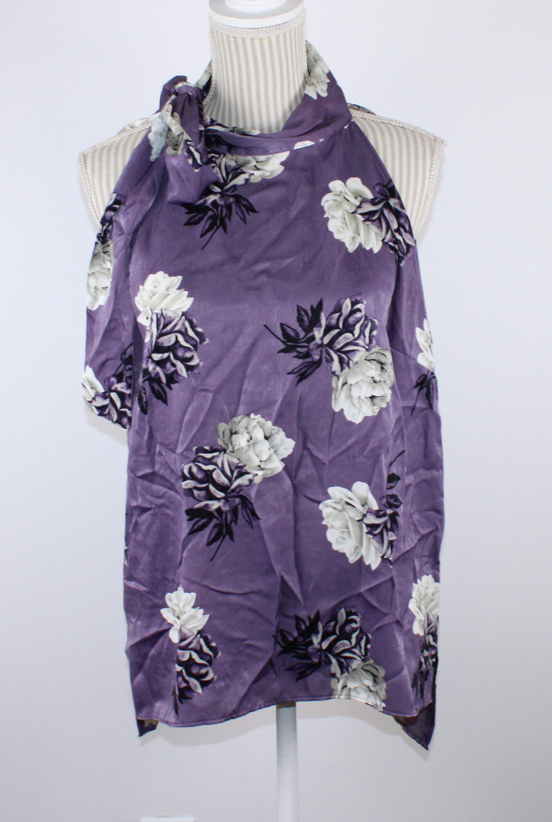 SUZY SHIER PURPLE SATIN TOP LADIES XL EUC