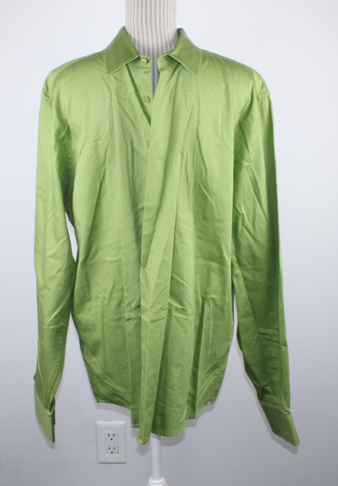 LE CHATEAU GREEN DRESS SHIRT MENS 17.5-18 XL EUC