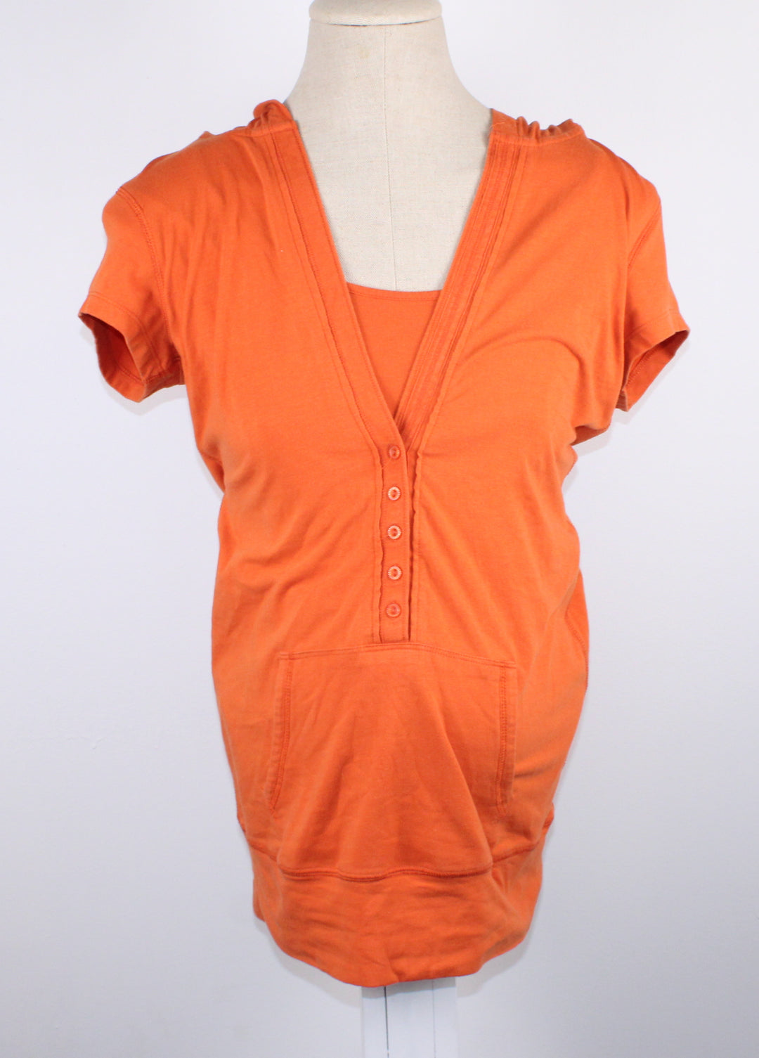 THYME MATERNITY ORANGE HOODED TOP LADIES SMALL EUC