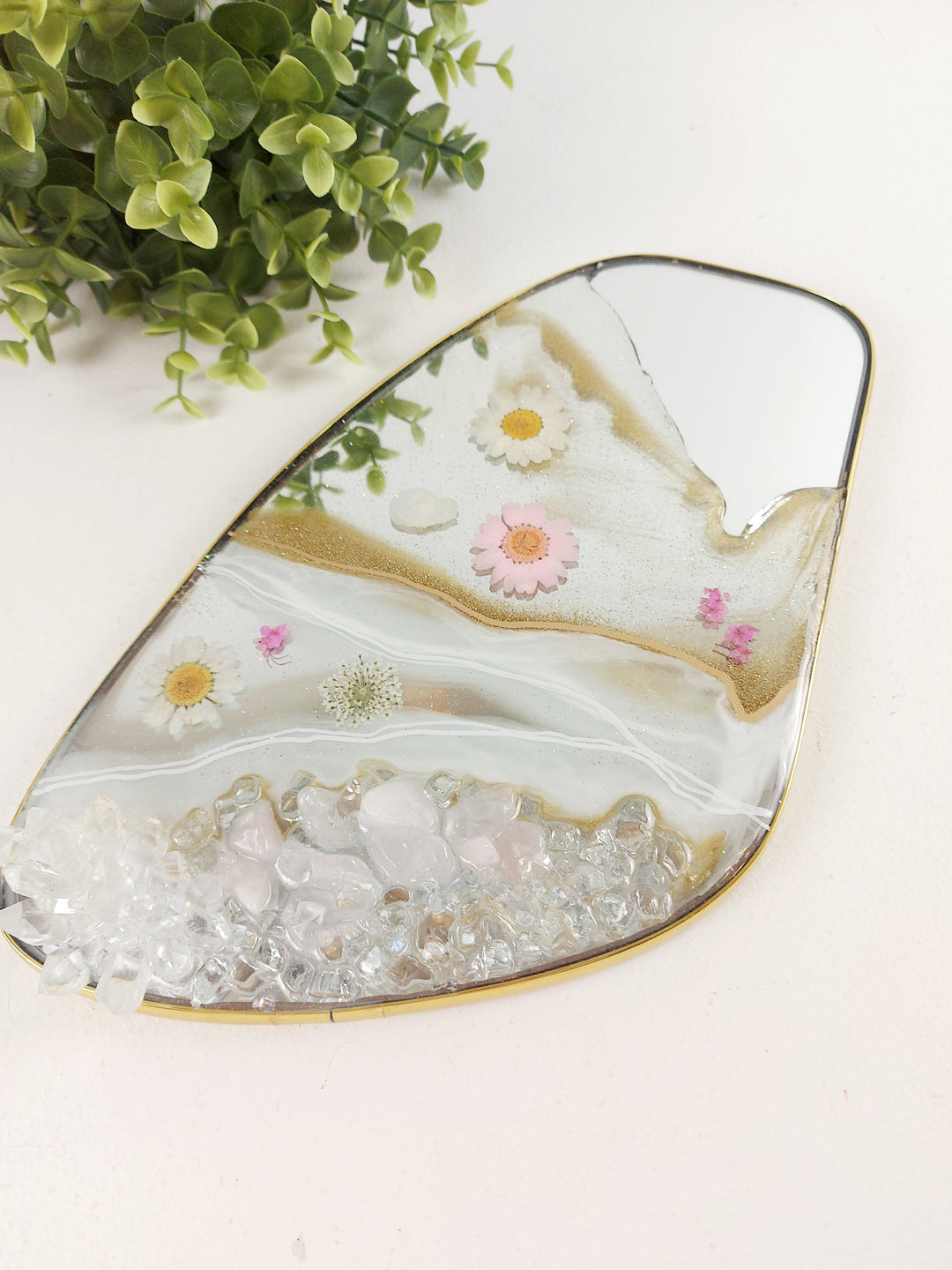 Kristi Scott Art, Assorted Boho Resin Floral Crystal Mirrors
