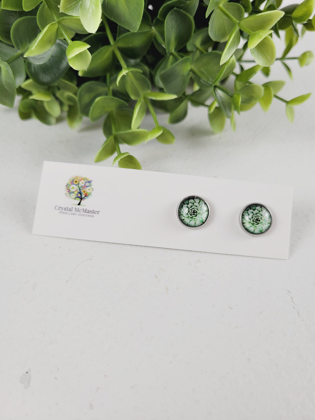 Crystal McMaster Jewellery, Stainless Steel Cabochon Studs