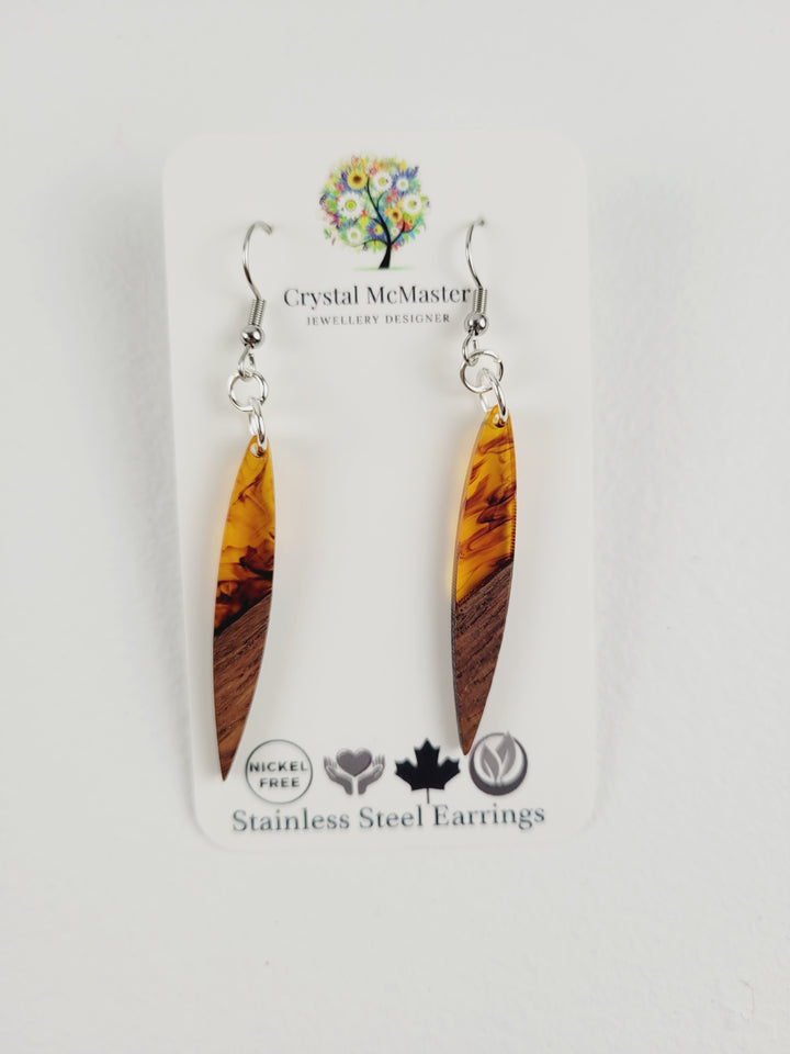 Crystal McMaster Jewellery, Wood & Resin Dangle Earrings