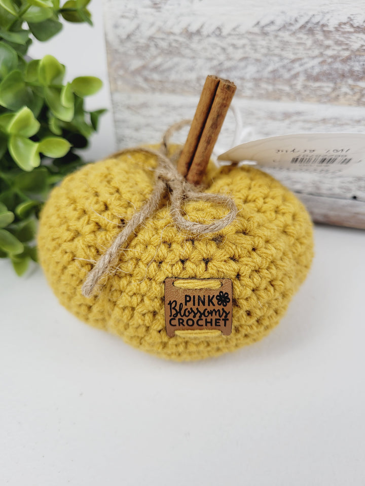 Pink Blossom Crochet, Handmade Crochet Pumpkin Decor