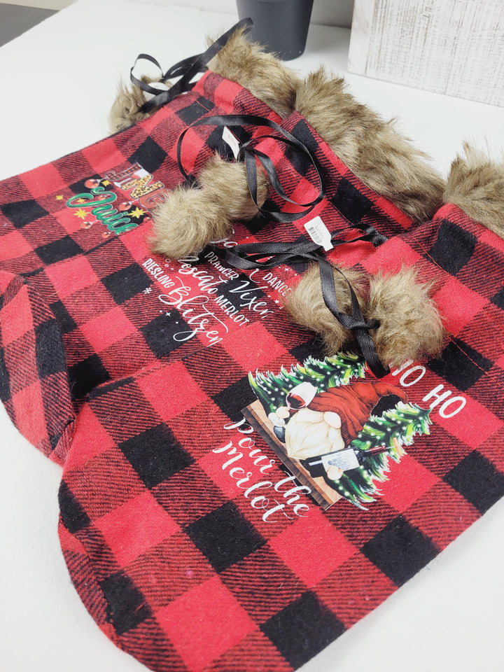 Lindsay's Creations, Plaid Fur Wine Bags