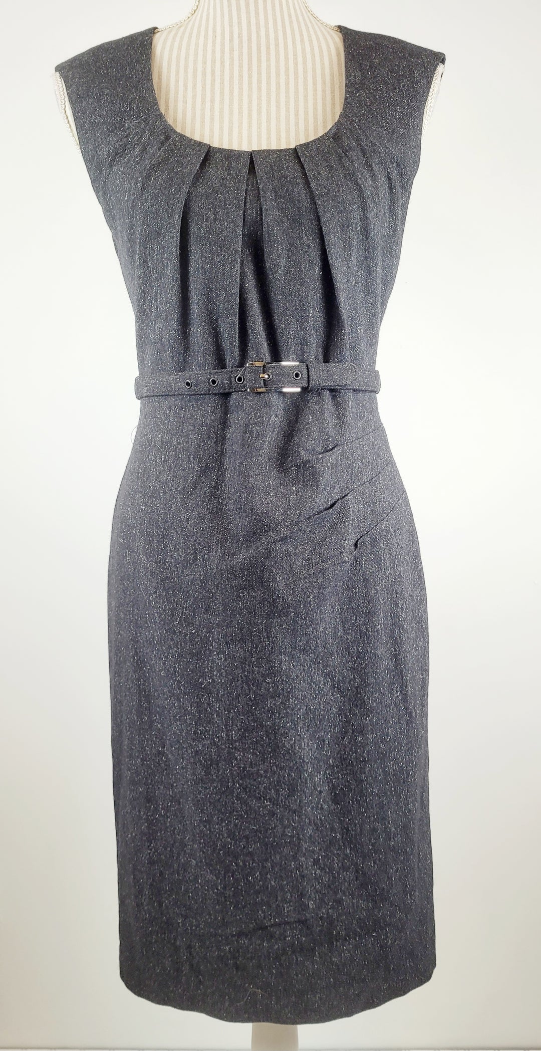 LE CHATEAU CHARCOAL DRESS WITH BELT LADIES SMALL EUC
