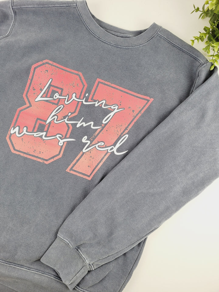 June & Co Designs, 87 Loving him was Red Premium Comfort Crewneck Sweaters