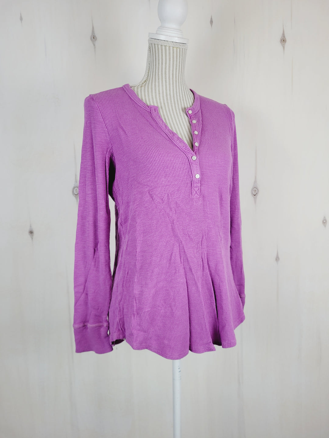 AERIE REAL SOFT WAFFLE LONG SLEEVE TOP LADIES LARGE EUC