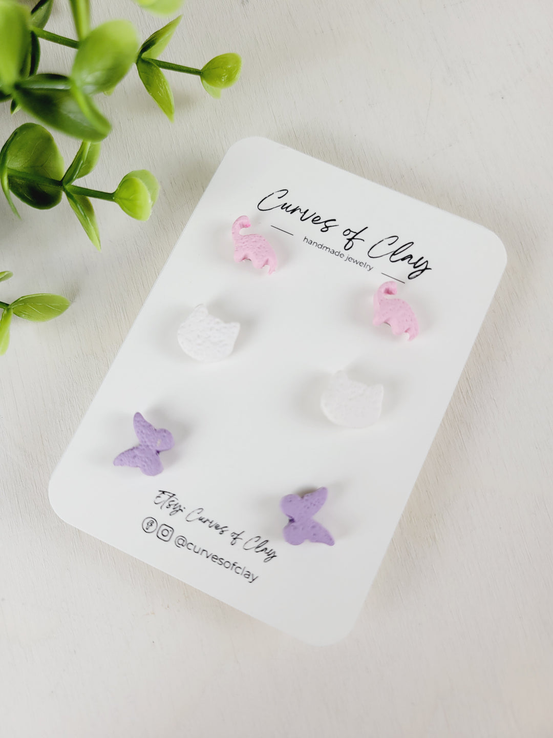 Curves of Clay, Everyday Stud Earrings 3 Pack