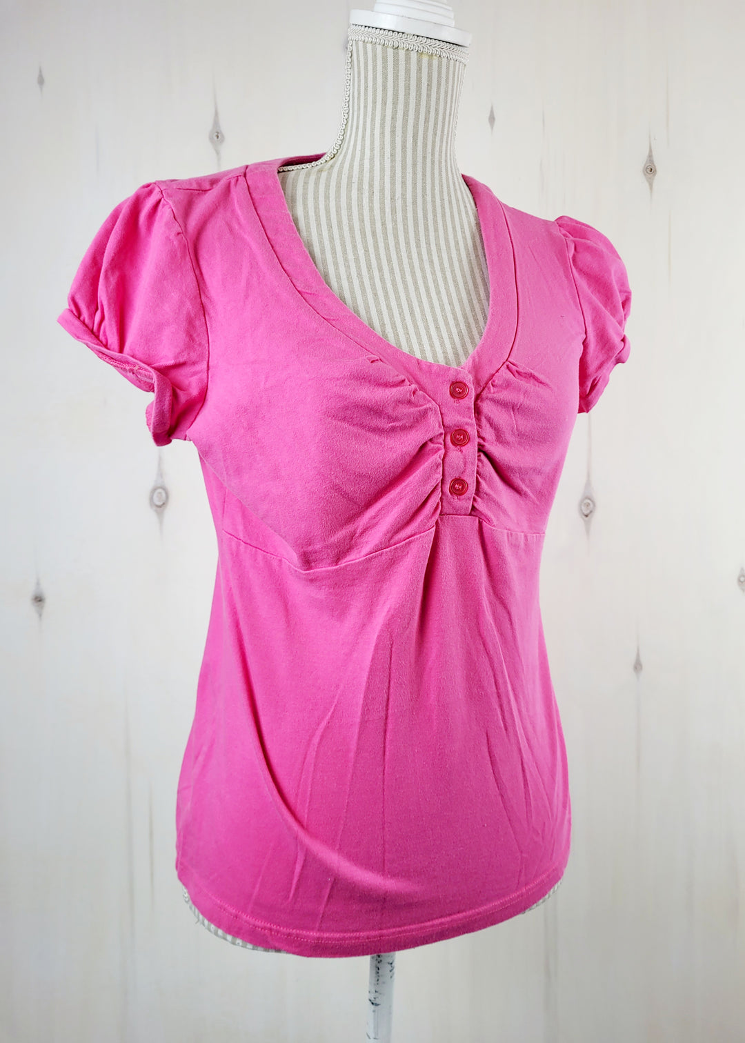 RICKI'S PINK BUTTON TOP LADIES LARGE EUC